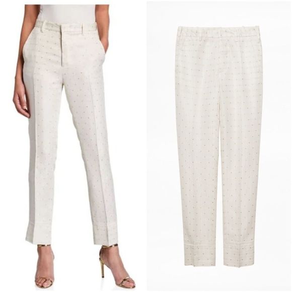 Zadig & Voltaire 36 Pist Jac Star Pants White Gold Star Pattern Trousers Career - Picture 1 of 9
